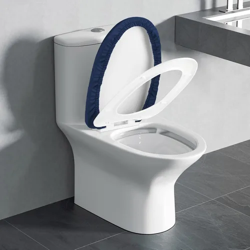 Vista 6 de Funda elástica para tapa de inodoro de elastano, funda gruesa para asiento de inodoro para baño, funda suave y lavable, se adapta a la mayoría