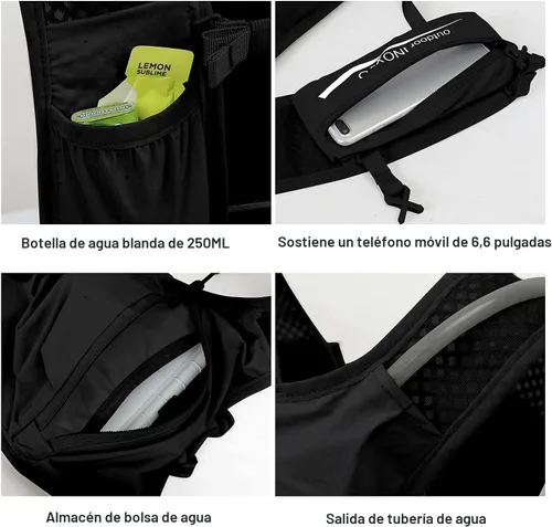 Vista 4 de INOXTO Running Hydration Vest Backpack,Lightweight Insulated Pack with 1.5L Water Bladder Bag Daypack for Hiking Trail Running Cycling Race Marathon