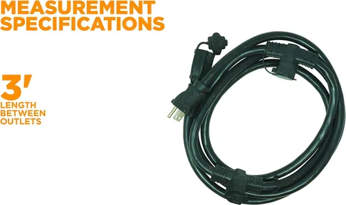 Vista 7 de Cable de extensión de Woods 3130 14/3 STW bloque de energía de tres fuentes