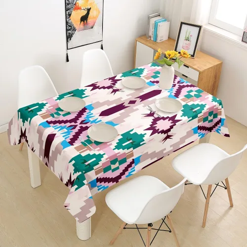 Vista 6 de Mantel redondo de 55 pulgadas, diseño étnico tribal con flechas aztecas, regalos para mujeres y hombres, ropa de mesa geométrica de tribu india