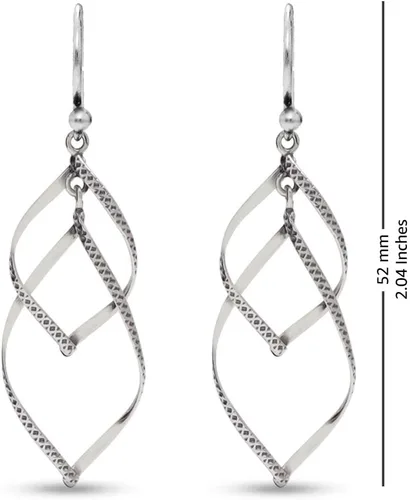Vista 4 de Charmsy - Aretes colgantes de plata de ley 925 con doble torsión infinita para mujer Lazos lineales de marquesa clásica gota de infinito