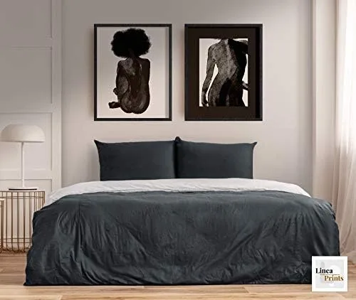 Vista 3 de Set of Two Minimalist Nude Line Art Printable wall art, Black woman art, Female Figure line drawing, feminist print, Afro natural hair