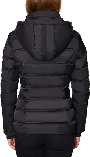 Vista 2 de Nautica Chaqueta acolchada para mujer, abrigo de peso medio resistente al agua, capucha desmontable y puños de tormenta Heavyweight Insulation