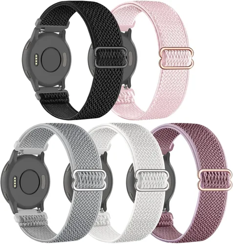 Vista 15 de Paquete de 5 correas elásticas de nailon de 0.866 pulgadas compatibles con Garmin Venu 3/2, Forerunner 265/255/Vivoactive 4, correa de repuesto