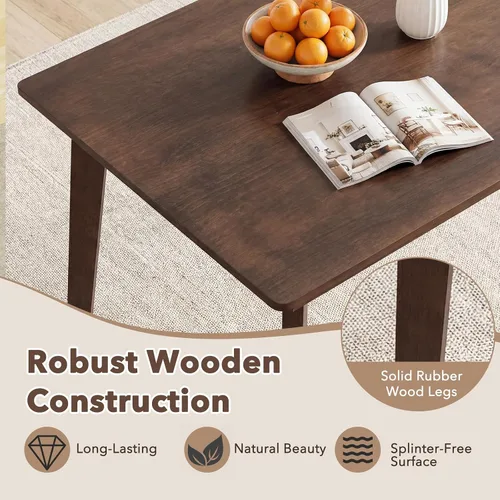 Vista 5 de Giantex Mesa de comedor para 4, mesa de cocina rectangular de madera de 48 pulgadas con patas de madera de goma maciza, mesa de comedor moderna