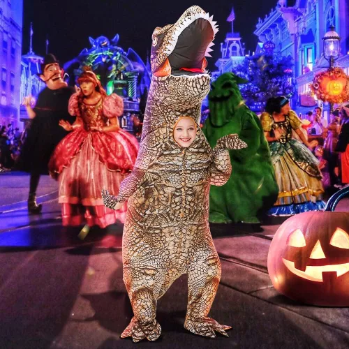 Vista 4 de KOOY Disfraz inflable,Dinosaurio T REX de Halloween para niños,Trajes inflables de cuerpo completo