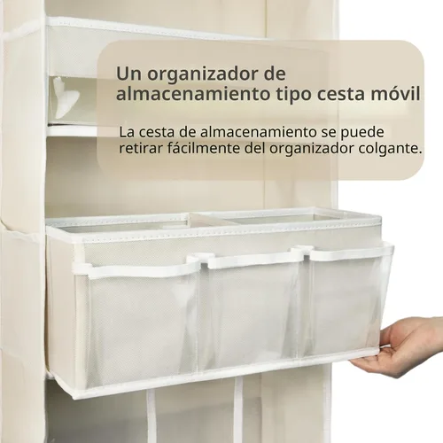 Vista 2 de Organizador de almacenamiento para colgar en puerta, con 3 compartimentos, 1 organizador de pañales para bebé móvil, 1 organizador de almacenamiento