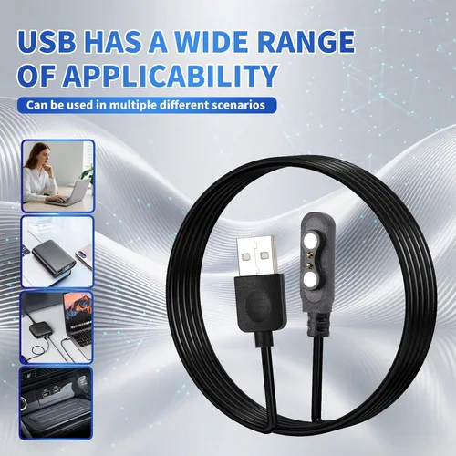 Vista 7 de Cable de carga para reloj inteligente, accesorios magnéticos para SmartWatch, cable de carga de 2 pines, espacio entre pines de contacto