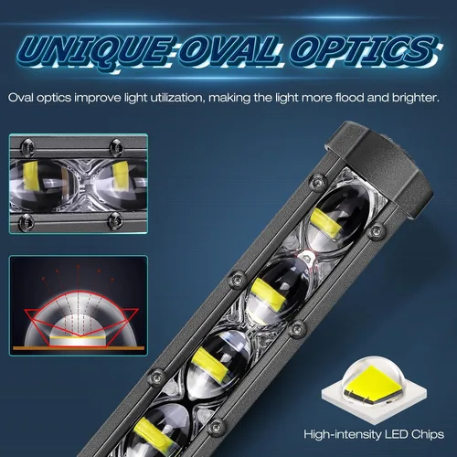 Vista 3 de Niwaker - Barra de luz LED de 6 pulgadas, 2 módulos LED de inundación de 96 W, luces de conducción de una sola fila, luz antiniebla todoterreno
