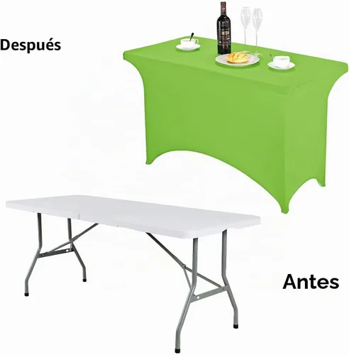 Vista 4 de FORLIFE - Funda de mesa de elastano, mantel ajustado de 4 pies para mesas rectangulares, funda elástica para patio, universal para bodas, banquetes