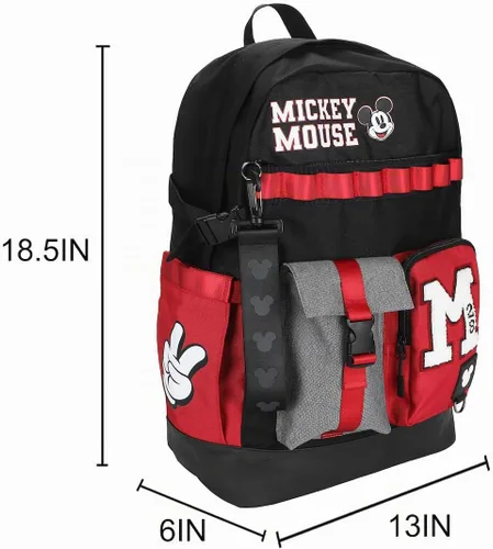 Vista 3 de Bioworld Disney Mickey Mouse M - Mochila para adultos, color negro y rojo