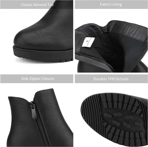 Vista 4 de DREAM PAIRS - Botines para mujer, de invierno y tacón bajo grueso