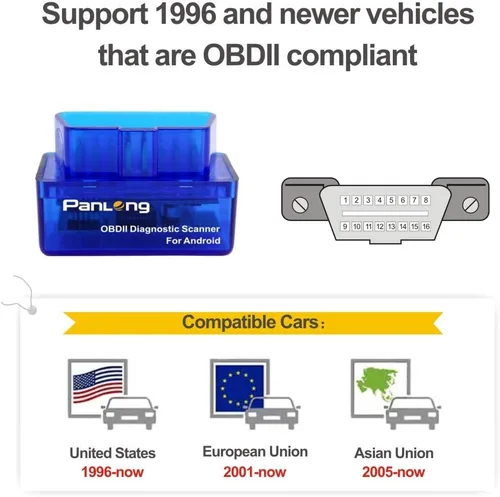 Vista 4 de Panlong Bluetooth OBD2 OBDII - Escáner de diagnóstico para automóvil, lector de código, comprobador de luz del motor para Android, compatible