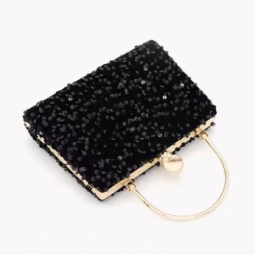 Vista 6 de IAMUHI Pequeño bolso de mano de lentejuelas con asa superior, bolso de noche, mini bolso cruzado cuadrado de hombro