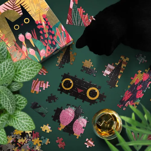 Vista 4 de Genuino gato negro Fred por Karen Obuhanych - Rompecabezas de 500 piezas