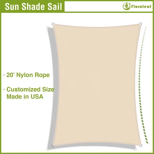 Vista 4 de Toldo de sol de 5 x 5 pies, toldo rectangular impermeable con protección UV para patio, césped, jardín, patio trasero, beige