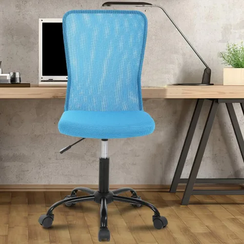 Vista 7 de Silla de oficina, silla de computadora con soporte lumbar, ergonómica, respaldo medio, malla ajustable, altura ajustable, silla giratoria sin Negro