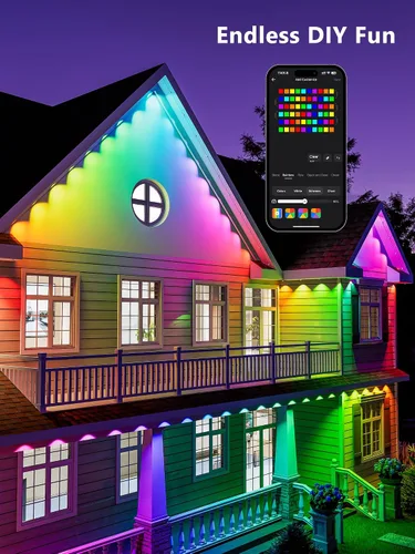 Vista 5 de Brizled Luces permanentes para exteriores, 100 pies, 60 LED, esenciales RGB, luces de Navidad permanentes que funcionan con Alexa y Google, luz
