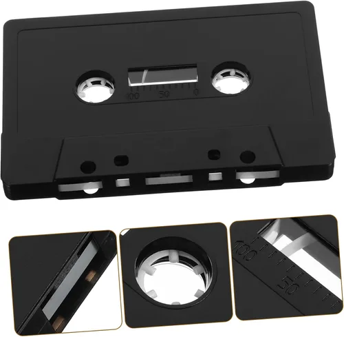 Vista 3 de 4 cintas de casete en blanco negro para grabación de audio clásica, casetes vacíos para manualidades y decoración de pared, estilo retro, oficina
