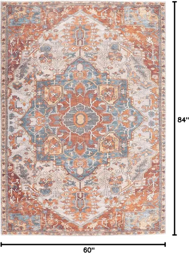 Vista 132 de GLN Rugs Traditional Collection - Alfombra de felpilla lavable a máquina, tradicional lavable, antideslizante, alfombra de felpilla de pelo corto