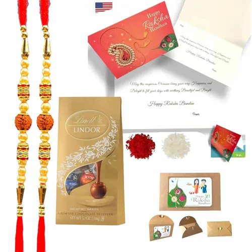 Vista 6 de LOVENSPIRE Rakhi para hermano Rudraksh Rakhi Raksha Bandhan Regalo para tu hermano tradicional Ferrero RocherGhirardelliKitkat Rakhi Rakhi Regalo