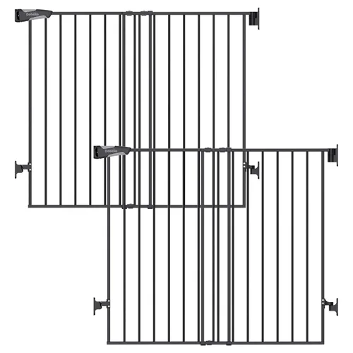Vista 18 de Babelio Puerta de seguridad para bebés para escaleras, cocina y puertas, sin barra inferior, fácil instalación, operación con una sola mano, cierre