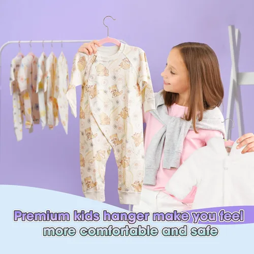 Vista 4 de Perchas de terciopelo para bebé, paquete de 50 unidades, 11.4 pulgadas, perchas antideslizantes para ropa de bebé, perchas resistentes para bebés
