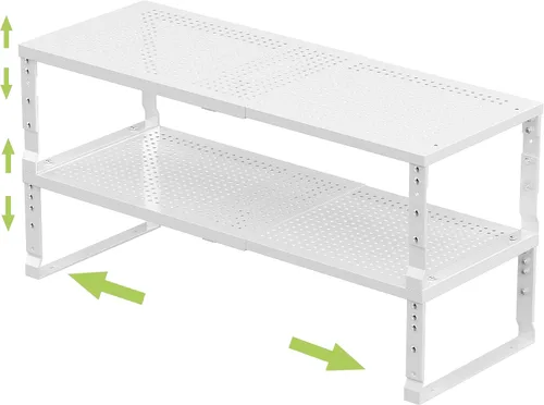 Vista 8 de Jojocross Organizador de cocina apilable ajustable y expandible para especias, estantes de almacenamiento de despensa de metal, estante de mostrador