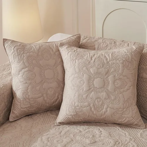 Vista 10 de vctops Funda de sofá acolchada de algodón estilo bohemio, funda de sofá bordada suave, funda antideslizante para cama de perro, funda de sofá Crema