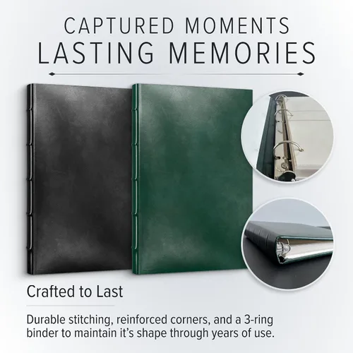 Vista 3 de Gallery Leather Álbum de fotos de 4 x 6 pulgadas, álbum de fotos con 3 anillas, 60 páginas para 120 fotos, rellenable, puede adaptarse a fotos de 4