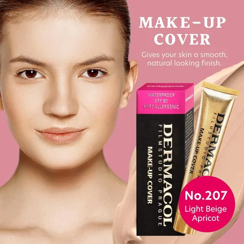 Vista 3 de Dermacol - Base de maquillaje líquida de cobertura completa mini 13g, base líquida mate con SPF 30, base resistente al agua para piel grasa, acné
