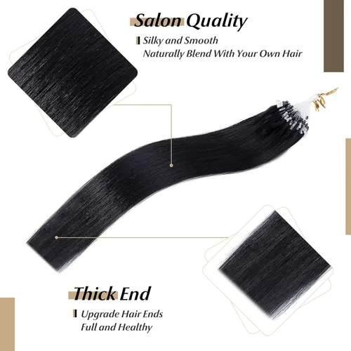 Vista 91 de SEGO Extensiones de cabello humano con micro cuentas, extensiones de cabello humano con micro bucle, lacio, natural, fusión fría, 1.76 oz/paquete