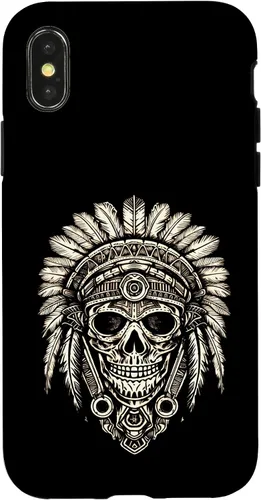 Vista 5 de iPhone 16 Skull, sombrero jefe nativo, capó de guerra, indios, caso del tocado