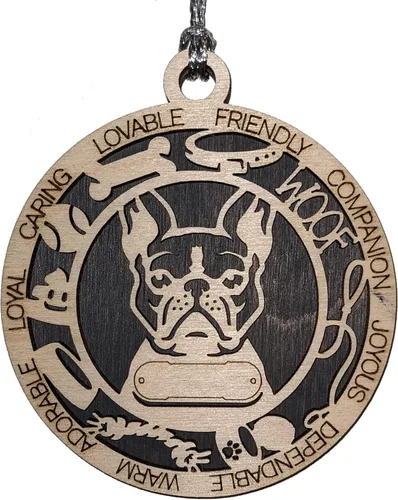 Vista 11 de Adorno de Navidad personalizado para perro Cavalier King Charles Spaniel, redondo de 3 pulgadas, madera cortada con láser de 2 capas, nombre y texto