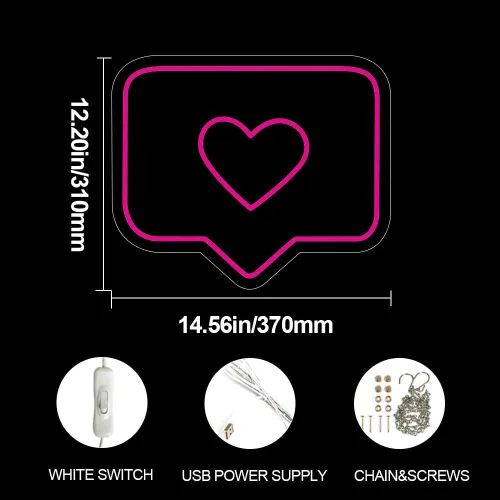 Vista 3 de Letrero de neón de corazón rosa con corazón para decoración de pared, letrero de luz de neón para dormitorio, habitación de niña, decoración