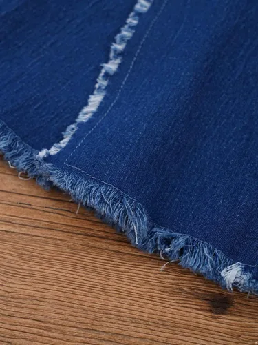 Vista 7 de Pantalones vaqueros acampanados con volantes y cintura elástica para niños y niñas