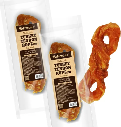 Vista 9 de AFreschi tendones de pavo para perros, de origen estadounidense, golosinas saludables para perros, masticables sin cuero crudo para cachorros