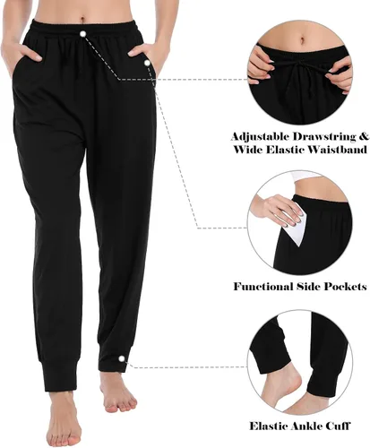Vista 3 de Annenmy Pantalones deportivos de yoga para mujer de cintura alta, pantalones deportivos casuales con cordón, cómodos pantalones de descanso