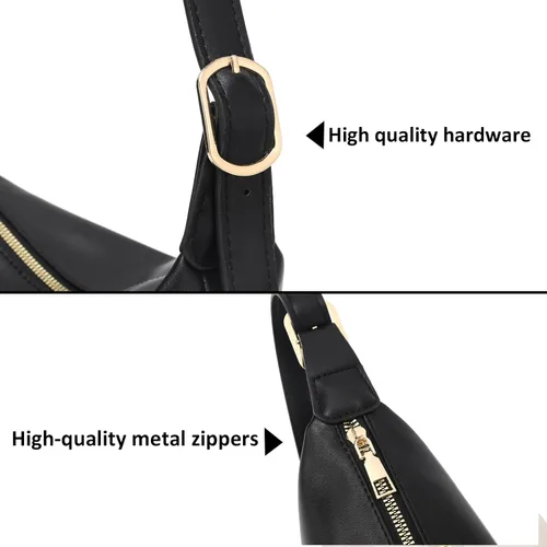 Vista 6 de Bolsos cruzados pequeños para mujer, bolso de hombro creciente, bolsa de bola de masa media luna, bolso diario para viajes, cuero vegano