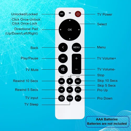 Vista 9 de Reemplazo de control remoto universal para Apple TV Remote Compatible con Apple TV 4K Gen 1 2 3 4 HD (sin función Siri ni voz)