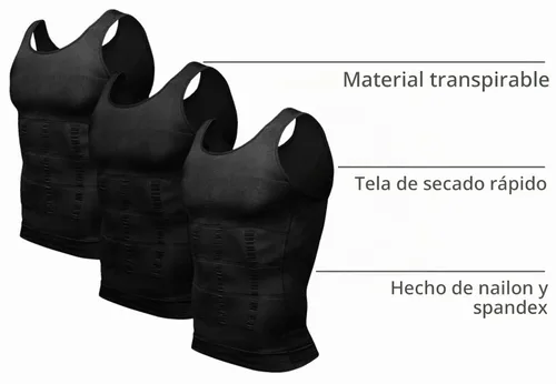 Vista 4 de Odoland Chaleco de compresión térmica para hombre, paquete de 3 unidades Negro/Negro/Negro