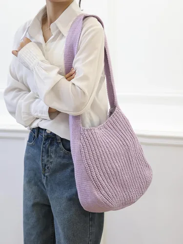 Vista 8 de ENBEI Bolsos de hombro para mujer Bolsos de ganchillo Bolso de punto grande Bolso de mano estético para la escuela lindo Bolsas de mano Bolsa