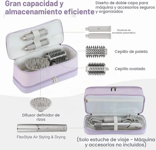 Vista 2 de BAGCRAZY - Funda de viaje para Shark FlexStyle y Dyson Airwrap, color morado Púrpura
