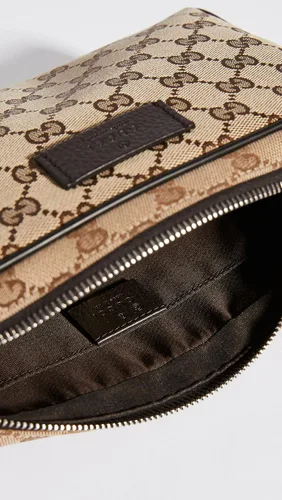 Vista 5 de Gucci Cinturón con cremallera preamado para mujer, lona Gg, Marrón