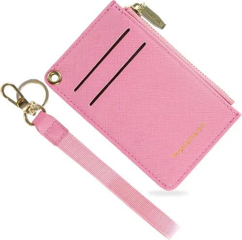 Vista 21 de Carteras pequeñas para mujer, tarjetero de piel delgado, cartera de monedas con llavero