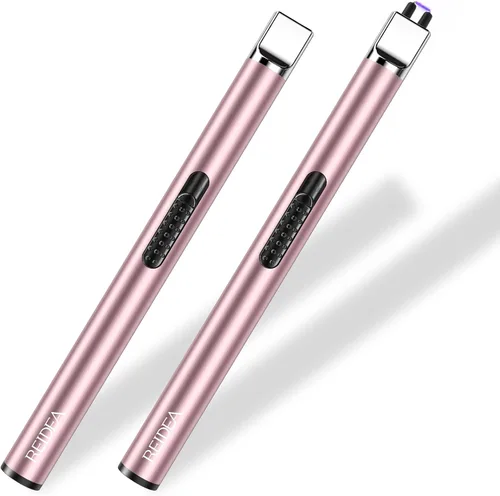 Vista 13 de REIDEA Encendedor electrónico de velas de arco, resistente al viento, sin llama, recargable por USB, con botón de seguridad para el hogar