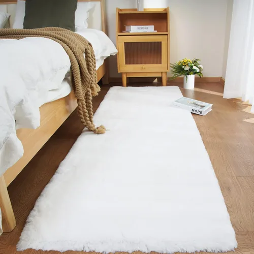 Vista 46 de Ghouse Alfombra ultrasuave de pelo sintético de conejo 2x3, alfombras lavables a máquina para dormitorio, alfombras esponjosas para sala de estar