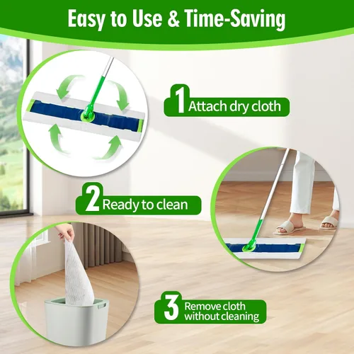 Vista 4 de Paños de barrido en seco XL compatibles con trapeador Swiffer Sweeper XL, repuesto de almohadillas secas desechables, paños secos para limpiar