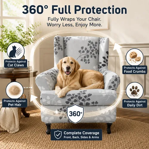 Vista 5 de NILUOH Wingback - Fundas para silla de 2 piezas, fundas para sillón para sala de estar Funda suave para muebles de cuero y tela, antideslizante