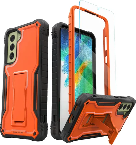Vista 8 de ExoGuard Funda para Samsung Galaxy S21 FE, funda de goma a prueba de golpes de cuerpo completo con protector de pantalla de vidrio templado y Verde